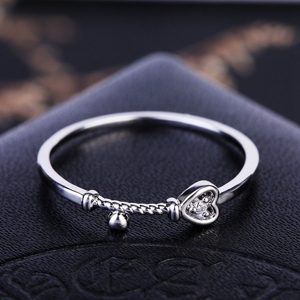 NEW Key Diamond Silver Ring